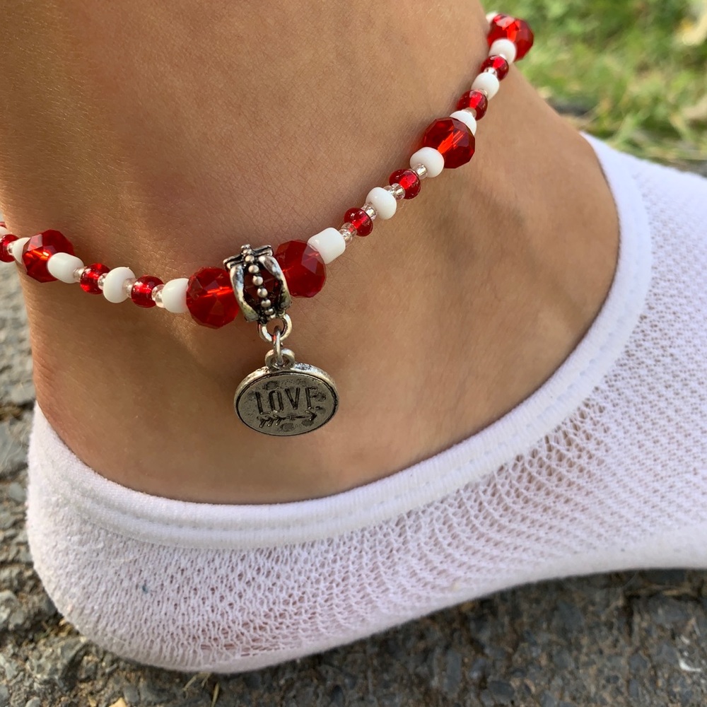 Beaded anklet in style ruby